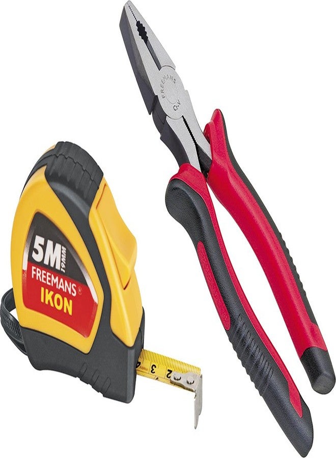 FREEMANS Ikon 5m:19mm Measuring Tape + 8" PVC Sleeve Combination Plier - Image 1